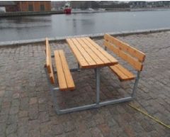 Benkebord sittegruppa med rygg (rullestolvennlig) mahogni