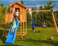 Lekehytte med piknik modul og sandkasse